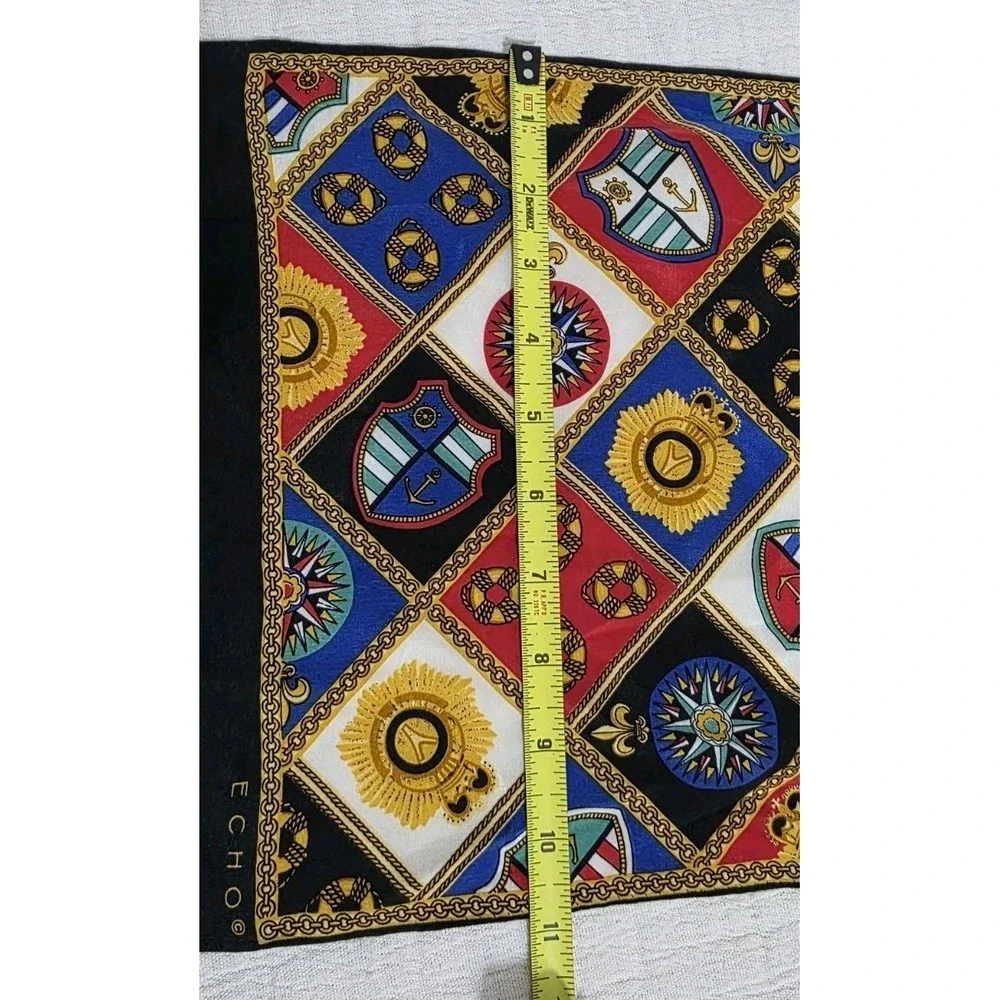 Echo Nautical‎ Star Compass Shield Red Green Scarf Wrap Ship Vibrant  NEW